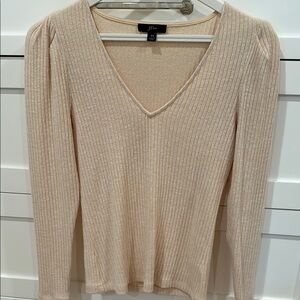 Jcrew Beige Ribbed Knit V-Neck Sweater shirt